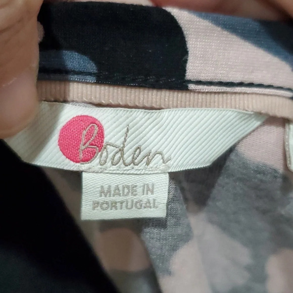 Boden pink grey patterned wrap dress long sleeve - Picture 6 of 9